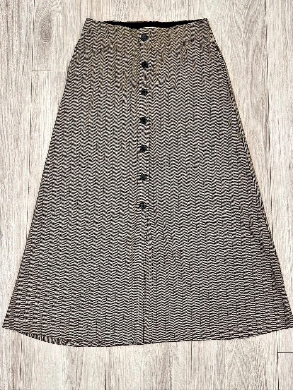 Max Studio Herringbone A-Line Skirt in Brown & Black Small